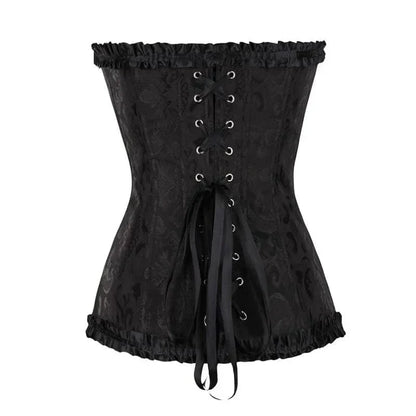 Maëva - Corset féminin burlesque en dentelle détaillé avec volants et petit nœud