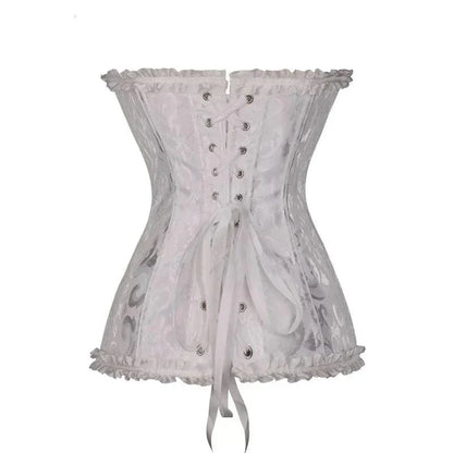 Maëva - Corset féminin burlesque en dentelle détaillé avec volants et petit nœud
