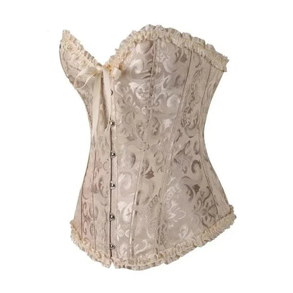 Maëva - Corset féminin burlesque en dentelle détaillé avec volants et petit nœud