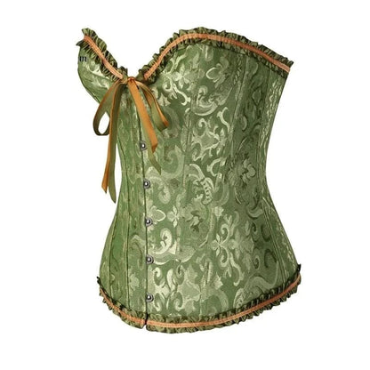 Maëva - Corset féminin burlesque en dentelle détaillé avec volants et petit nœud