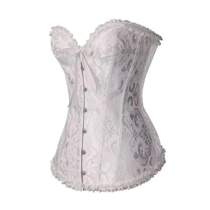 Maëva - Corset féminin burlesque en dentelle détaillé avec volants et petit nœud