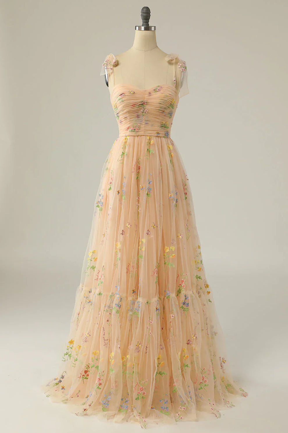 Sophia - Robe Maxi en Tulle avec Broderies Florales