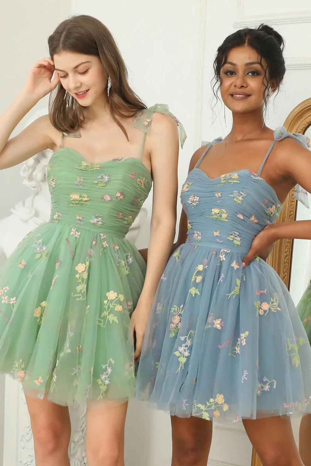 Sophia - Robe Maxi en Tulle avec Broderies Florales