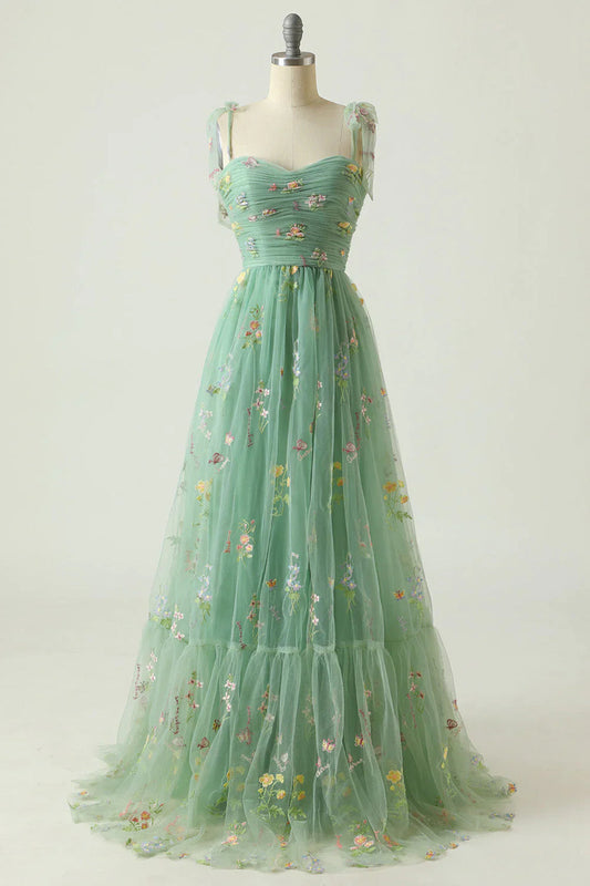 Sophia - Robe Maxi en Tulle avec Broderies Florales