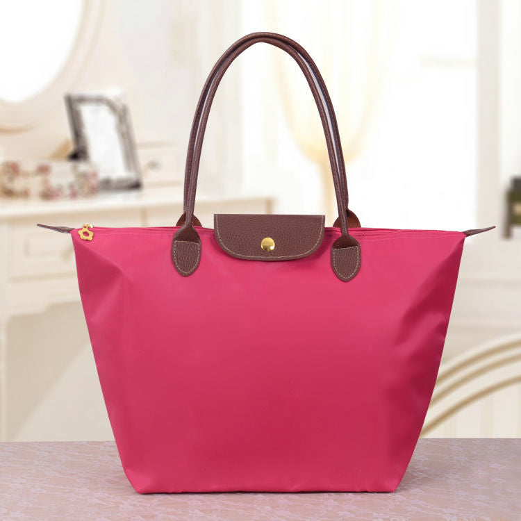Romy - Sac à main Oxford de luxe en tissu imperméable avec fermeture éclair grand compartiment et poignées rigides