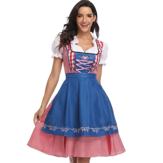 Janina - Robe Classique Dirndl Oktoberfest avec jupe Vichy