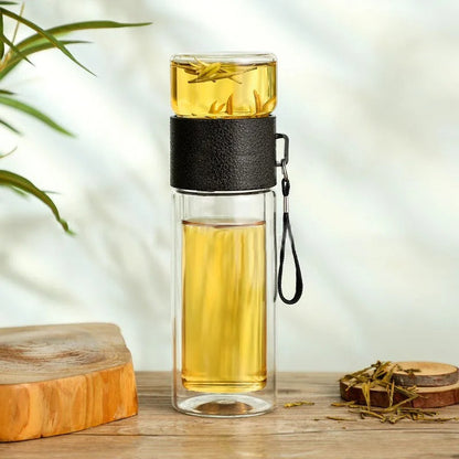 Lateo - Thermos transparent portable avec filtre à thé pour une boisson naturelle et saine en déplacement