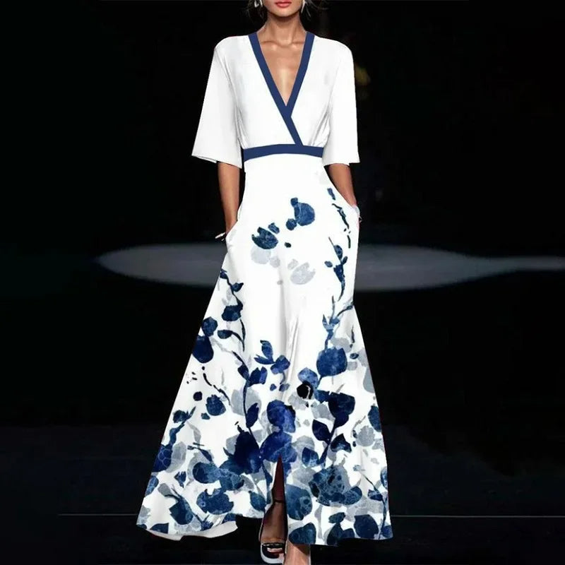 Isabella - Robe Maxi Cache-Cœur Fleurie