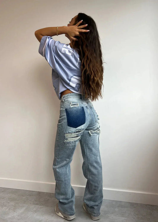 Olivia - Jean taille haute à jambes larges