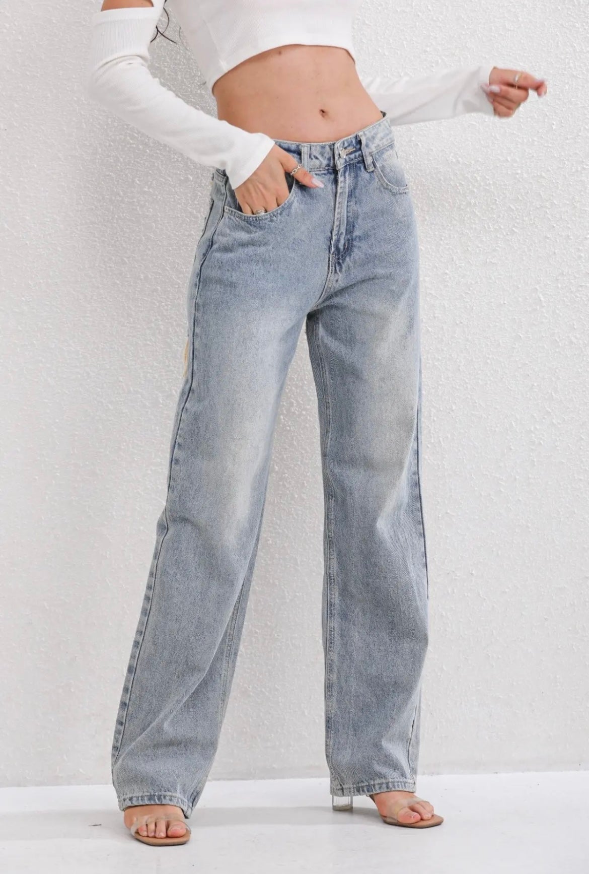 Olivia - Jean taille haute à jambes larges