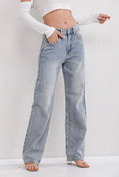 Olivia - Jean taille haute à jambes larges